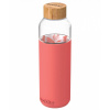 Quokka Flow, Sklenená fľaša so silikónovým povrchom Pink Botanical, 660ml, 40006