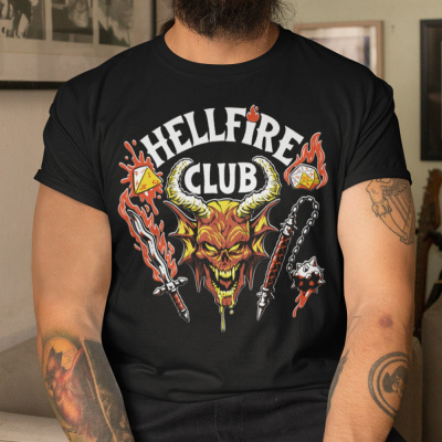 Tričko s potlačou STRANGER THINGS HELLFIRE CLUB Pánsky Čierna M