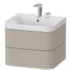 DURAVIT Happy D.2 Plus c-shaped závesná skrinka s nábytkovým umývadlom s dvomi otvormi, 2 zásuvky, 575 x 490 x 480 mm, taupe matná lakovaná, HP4345E6060