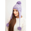 Legínovo Dámska zimná čiapka s brmbolcami K431 biela Farba: Svetlofialová, Veľkosť: UNI