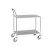Stolový vozík typ KM, zinkovaný, 2 police s nerezovou vrstvou, nosnosť 150 kg, 4 PU kolieska, brzda