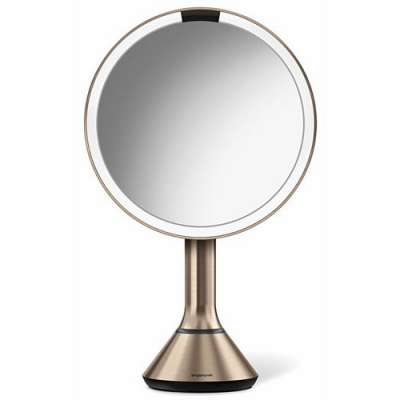 Simplehuman Dual Light 20 cm Rose Gold Mirror ( nerez oceľ ) - Dobíjacie zrkadlo s dotykovým ovládaním intenzity osvetlenia