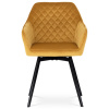 Jídelní židle, potah žlutá sametová látka, kovové nohy, černý matný lak DCH-425 YEL4
