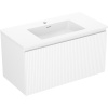 Mexen Rivel, kúpeľňová skrinka 90 cm s umývadlom Otis, 1 zásuvka, drážkovaná, biela matná, 91A20-09047-1-BF01-W18M01