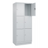 Úložná skriňa uzamykateľná C+P Cabo-Plus, 2 oddelenia, 800 x 500 x 1950 mm, sivá, podstavec