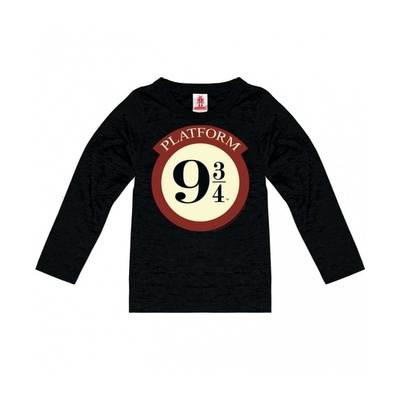 Dětské tričko Harry Potter s dlouhým rukávem: Nástupiště 9 3/4 - Platform 9 3/4 (výška 164 cm) černá bavlna