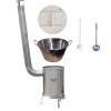 Goulash Cauldron kotol na guláš a zabíjačku nerez 100 L (1,2 mm), Goulash Cauldron nerezová kotlina 60 cm LUX, Goulash Cauldron pokrievka drevo, vareška 80 cm SMREK, naberačka INOX