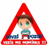 abenys nálepka na auto trojuholník DÁVAJ POZOR vezie ma maminka - chlapček