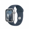 APPLE Watch Series 9 GPS 41mm Silver Aluminium Case with Storm Blue Sport Band - S/M mr903qc/a