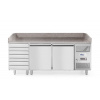 2-dverový chladiaci stôl na pizzu so 7 zásuvkami a granitovou pracovnou doskou, Arktic, 250L, 230V/250W, 2020x802x(H)1000mm