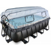 Bazén s krytom a pieskovou filtráciou Black Leather pool Exit Toys oceľová konštrukcia 400*200*122 cm čierny od 6 rokov