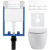 CERANO - Kompletný podomietkový WC set Lite/Dure - biela lesklá - WC tlačidlo Line, biela - na zamurovanie - 51,5x35 cm