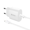 Nabíjacia súprava 2v1 20W DEVIA pre zariadenia Apple - EÚ adaptér a kábel USB-C/Lightning - biela
