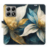 Flip pouzdro iSaprio - Xiaomi 14T Pro - Gold Flowers s kapsičkami na karty (Flipové knížkové pouzdro, obal, kryt iSaprio s přihrádkami na karty a motivem)