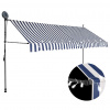 zahrada-XL Ručne zaťahovacia markíza s LED 350 cm, modro biela 145846