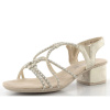 Rieker pásikové sandále na podpätku beige-gold 64970-60 - 43