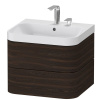DURAVIT Happy D.2 Plus c-shaped závesná skrinka s nábytkovým umývadlom s dvomi otvormi, 2 zásuvky, 575 x 490 x 480 mm, orech kartáčovaný, HP4345E6969