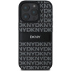 Kryt na mobil DKNY PU Leather Repeat Pattern Tonal Stripe Zadný Kryt pre iPhone 16 Pro Max Black (DKHCP16XPRTHSLK)