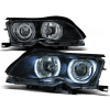 BMW E46 01-05 SEDAN, KOMBI - predné čierna svetlá s ANGEL EYES CCFL