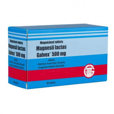 GALVEX Magnesii lactas 500 mg 80 tabliet - Magnesii Lactici 500 mg tbl. Galvex Magnéziové tablety 500 mg Galvex tbl.80 x 0,5 g