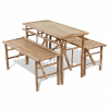 vidaXL Pivný stôl s 2 lavicami 100 cm bambusový 41502