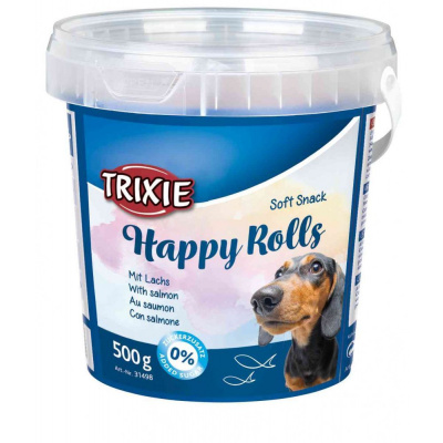 TRIXIE Soft Snack Happy Rolls - tyčinky s lososem, kyblík 500 g