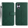 Peňaženkové kožené puzdro Rhombic Grid na Oppo A38 - Zelená
