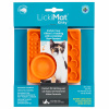 LickiMat Kitty - malá podložka, ktorá spomaľuje jedenie pre mačiatka a dospelé mačky, so vstavanou miskou - oranžová