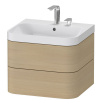 DURAVIT Happy D.2 Plus c-shaped závesná skrinka s nábytkovým umývadlom s dvomi otvormi, 2 zásuvky, 575 x 490 x 480 mm, dub Mediterrane, HP4345E7171