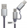 iGET G2V1 - USB kabel Micro USB/ USB - C dlouhý pro veškeré mobilní telefony, včetně odolných