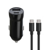 Maxlife MXCC-04 PD QC nabíjačka do auta 1x USB-C 1x USB 20W čierna + USB-C - USB-C kábel 60W