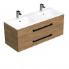 Swiss aqua technologies Koupelnová skříňka s černou úchytkou a umyvadlem SAT Cube Way 120x53x46 cm dub Hickory mat CUBE46C1202DHMOD