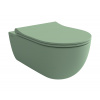 V-Tondo - Závesné WC 545x360 mm Rimless + slim sedátko, SoftClose - SET, mätovo-zelená matná