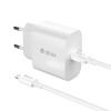 DEVIA Nabíjacia súprava 2 v 1 30 W pre zariadenia Apple - EÚ adaptér a kábel USB-C / Lightning - biela