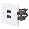 NEDIS nástěnný Box HDMI/ 2x HDMI zásuvka/ 4K@60Hz/ 18 Gbps/ pozlacené/ černo-bílý (CVGP34955WT)