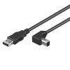 PremiumCord Kabel USB 2.0, A-B, 1m se zahnutým USB-B konektorem 90° ku2ab1-90