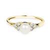 Zlatý dámsky prsteň DF 2549 zo žltého zlata, sladkovodné perla s diamantmi 62