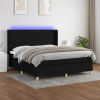 vidaXL Posteľ boxsping s matracom a LED čierna 180x200 cm látka