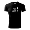 Eat sleep play - šach - Pánske tričko Fantasy športové - M ( Čierna )