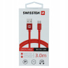 Kábel Swissten USB - microUSB typ B 3 m červený