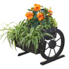 Melko drevený kvetináč + kolieska vozíka biela čierna záhradná dekorácia kvetinový žľab drevený box kvetináč kvetináč kvetináč kontajner