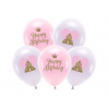 PartyDeco Balóniky latexové ECO Happy Birthday Princess mix 33 cm
