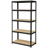 TOOLCRAFT TO-8689791 Polička pre vysoké zaťaženie 265 kg, čierna, (š x v x h) 900 x 1800 x 450 mm, kov, MDF, drevená podlaha, čierna; TO-8689791