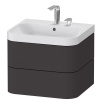 DURAVIT Happy D.2 Plus c-shaped závesná skrinka s nábytkovým umývadlom s dvomi otvormi, 2 zásuvky, 575 x 490 x 480 mm, grafit super matná, HP4345E8080