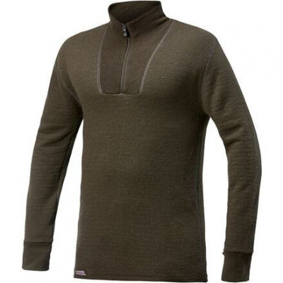 Woolpower Zip Turtleneck 400 DR velikost S barva pine green