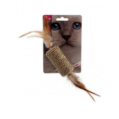 Magic Cat Hračka váleček mořská tráva s pírky 19 cm