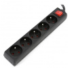 OMEGA Prodlužovací zásuvková lišta s 5 zásuvkami WITH BASIC SURGE PROTECTION 1.5M 16A 5 SOCKET TYPE E FRENCH BLAC OL5F15