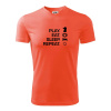Eat sleep play - šach - Pánske tričko Fantasy športové - S ( Neónová oranžová )