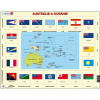 Puzzle MAXI - Mapa Austrálie a Oceánie + vlajky(35 dílků)