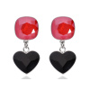 Náušnice strieborné srdce červené Swarovski (Náušnice strieborné srdce červené Swarovski)